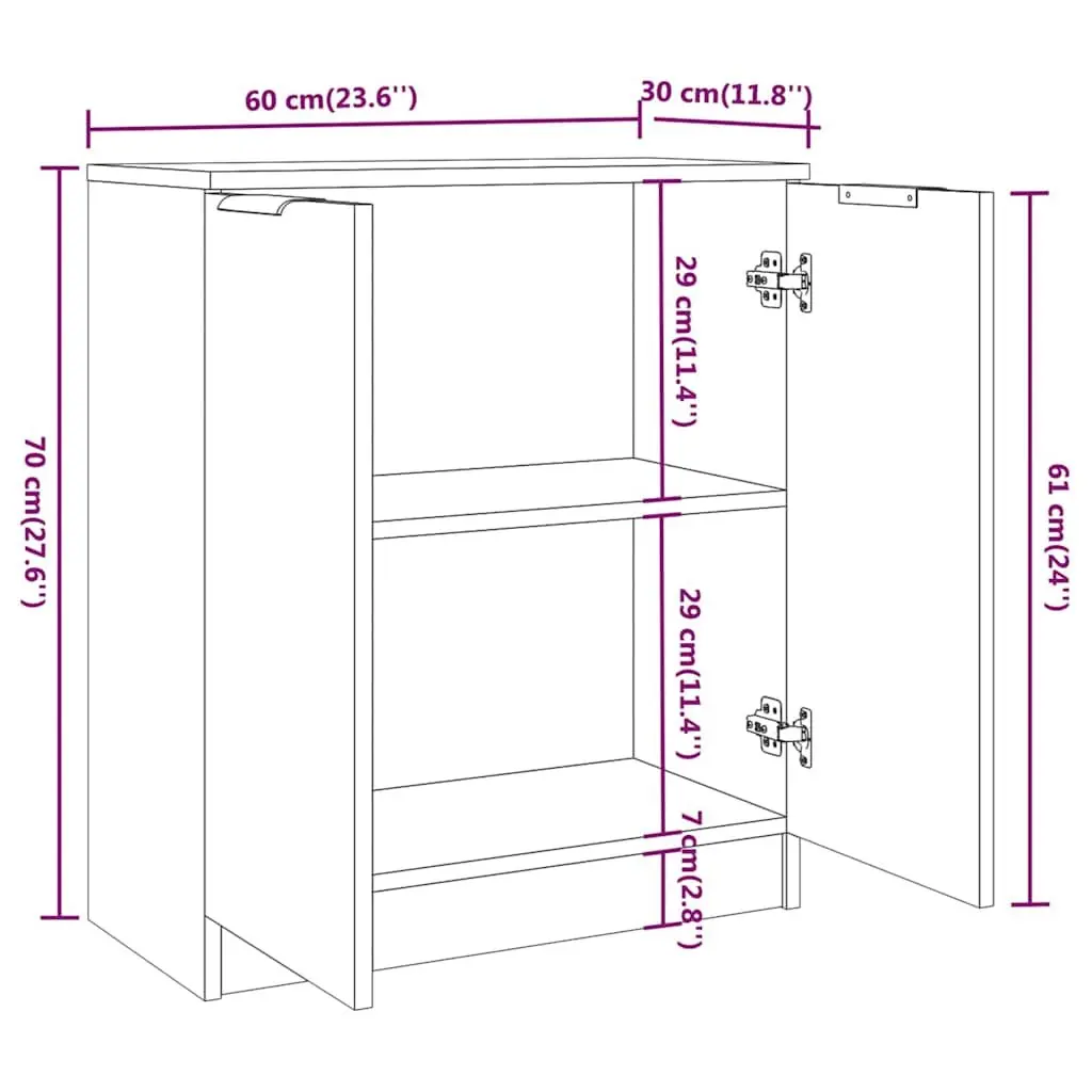 Engineered Wood Sideboard Brown 60x30x70cm Storage Cabinet Living Room Furniture
