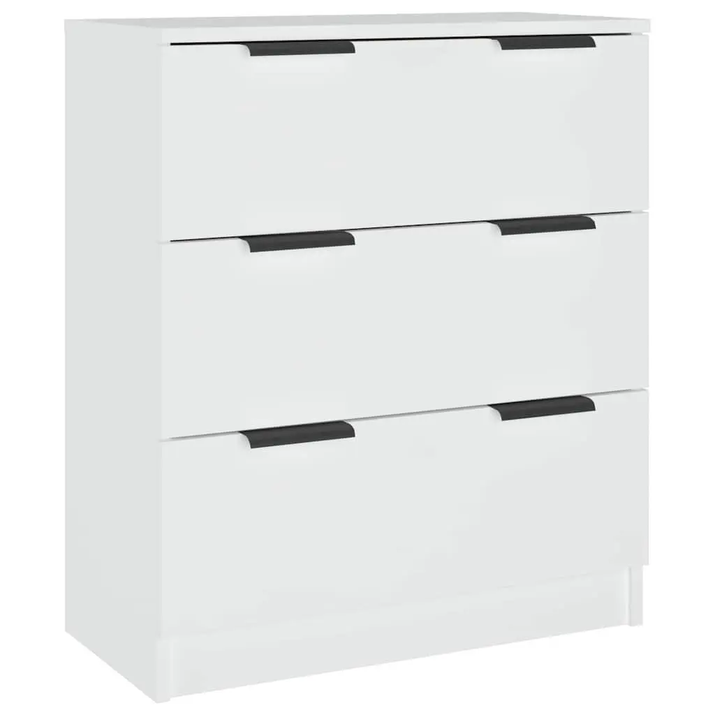 Sideboard White 60x30x70 cm 3 Drawers Storage Furniture Living Room