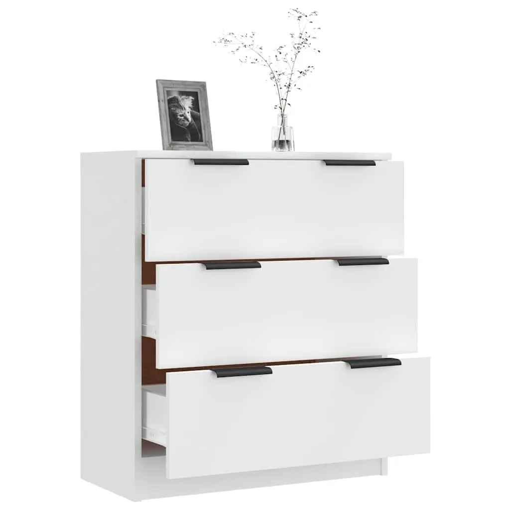 Sideboard White 60x30x70 cm 3 Drawers Storage Furniture Living Room