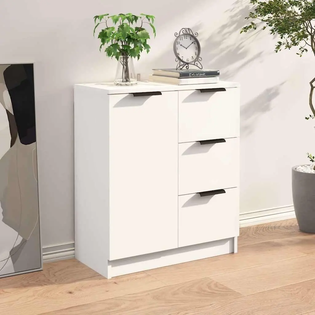 White Cabinet Storage 60x30x70 cm Engineered Wood Sideboard Buffet