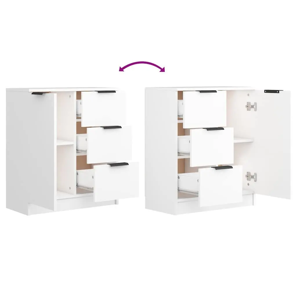White Cabinet Storage 60x30x70 cm Engineered Wood Sideboard Buffet