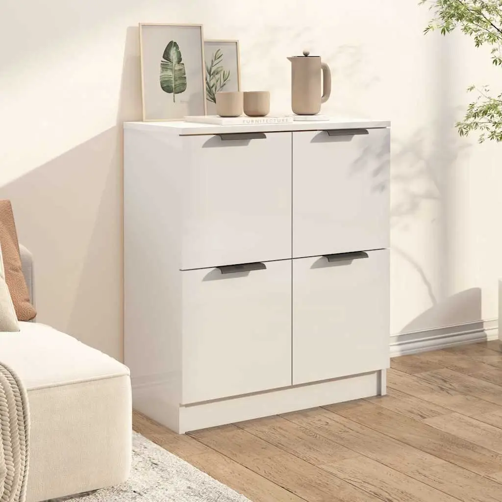 Sideboard White 60x30x70 cm Storage Cabinet 4 Doors Engineered Wood