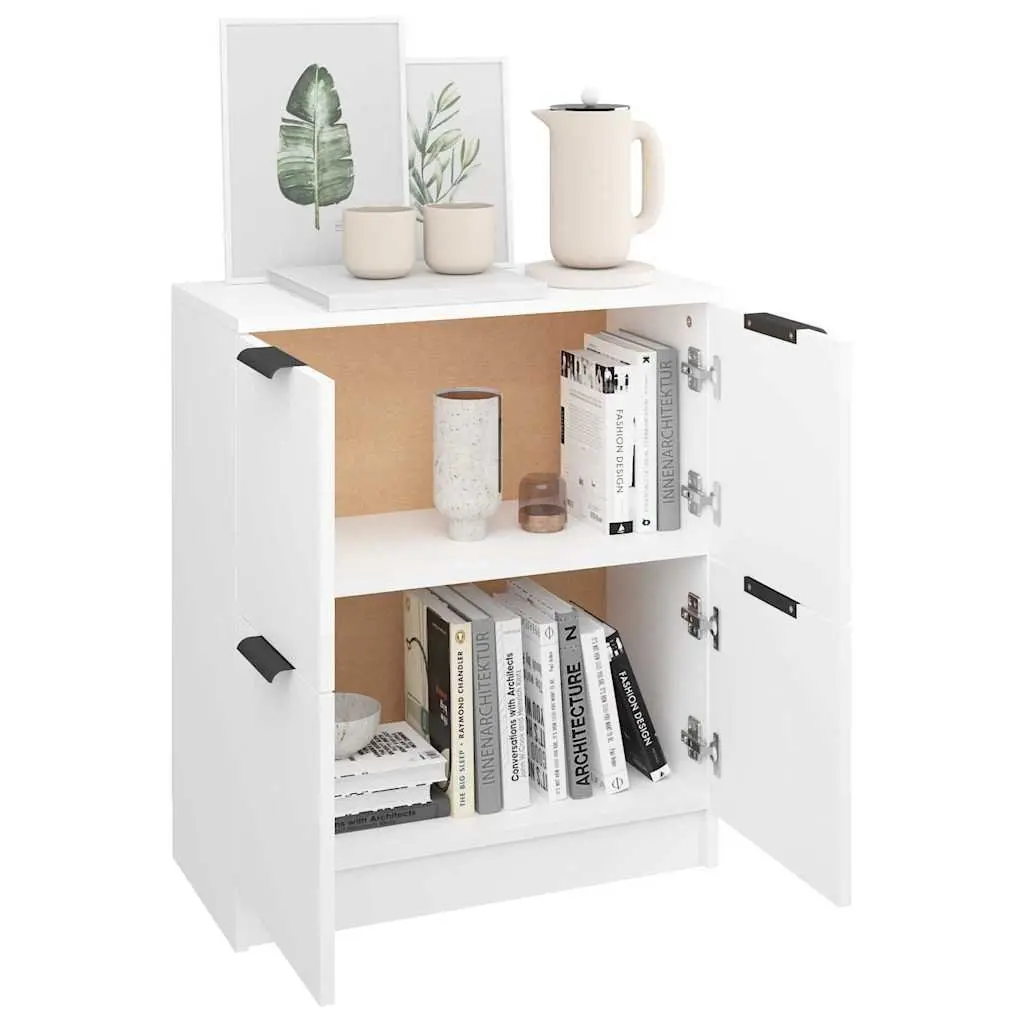 Sideboard White 60x30x70 cm Storage Cabinet 4 Doors Engineered Wood