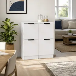Compact White Sideboard Cabinets, 2 pcs