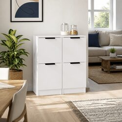 Compact White Sideboard Cabinets, 2 pcs
