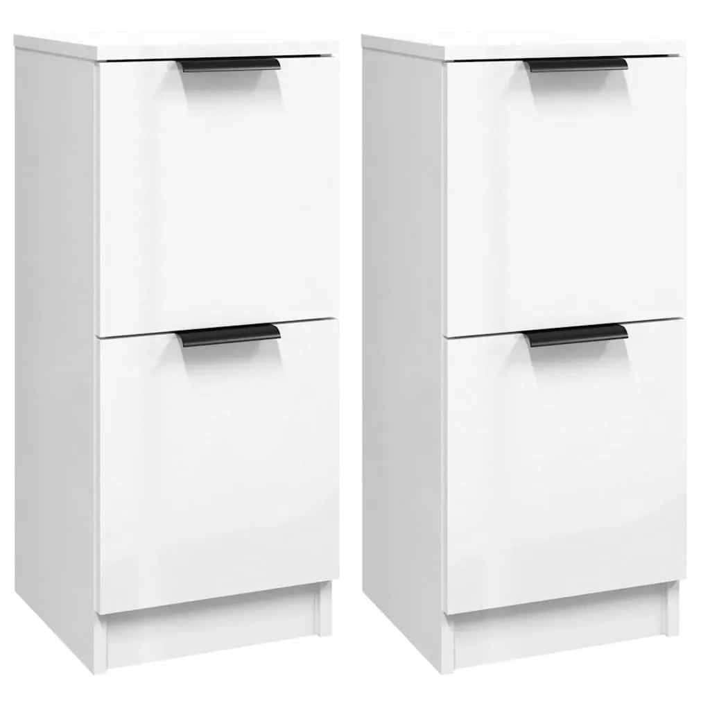 Sideboard Cabinet High Gloss White 30x30x70cm Minimalist Storage Furniture