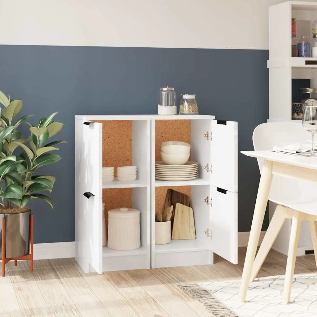 Sideboard Cabinet High Gloss White 30x30x70cm Minimalist Storage Furniture