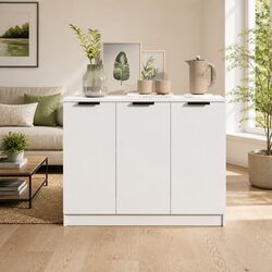 Compact White Sideboard with 3 Doors for Maximum Storage
