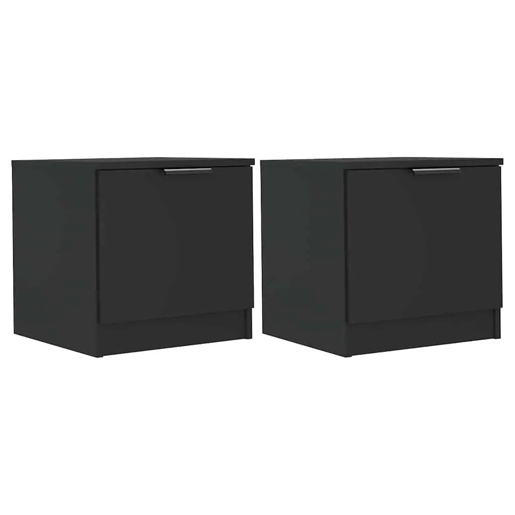 Bedside Cabinets Black 40x39x40 cm Storage End Table 2 Piece