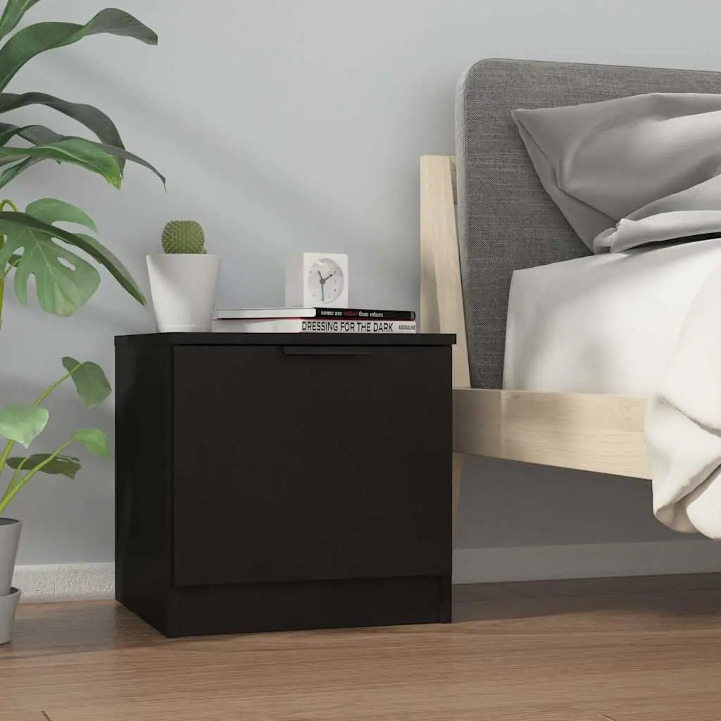 Bedside Cabinets Black 40x39x40 cm Storage End Table 2 Piece