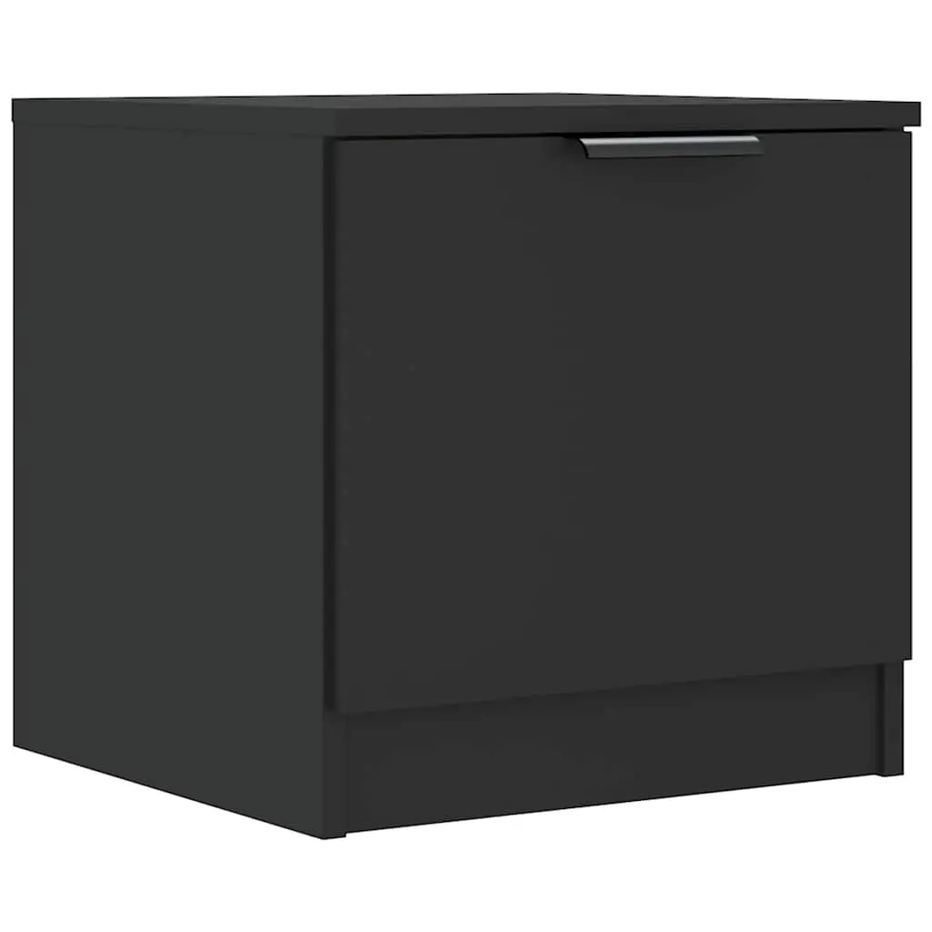 Bedside Cabinets Black 40x39x40 cm Storage End Table 2 Piece