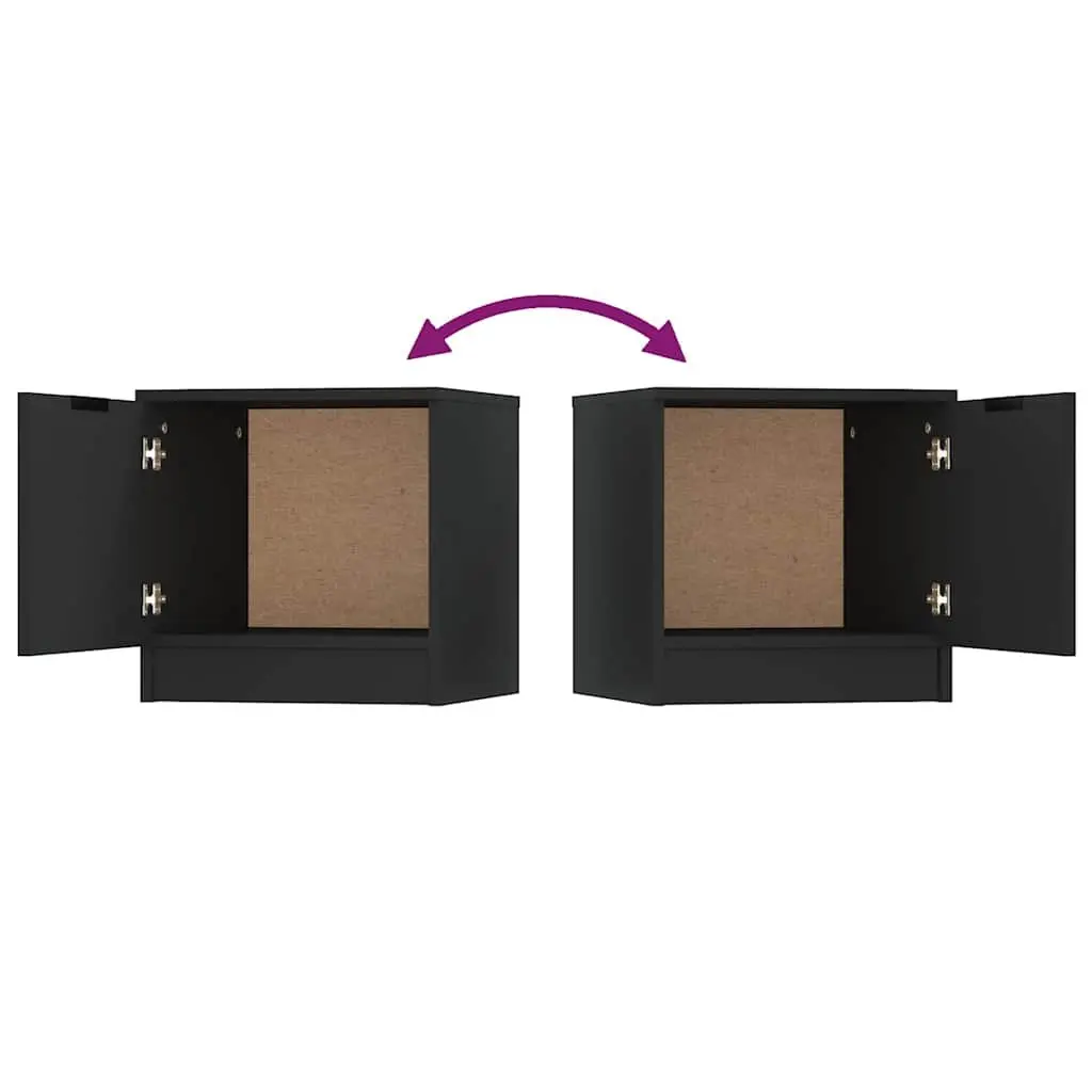Bedside Cabinets Black 40x39x40 cm Storage End Table 2 Piece