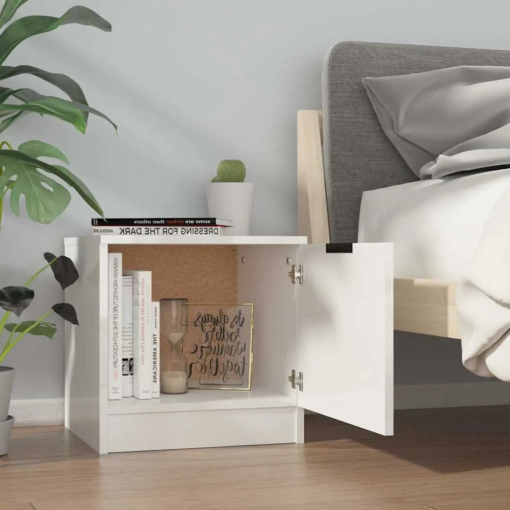 Bedside Cabinets White 2 Piece Nightstand Storage End Table Set