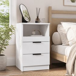 Concise White Bedside Cabinet with 2 Drawers