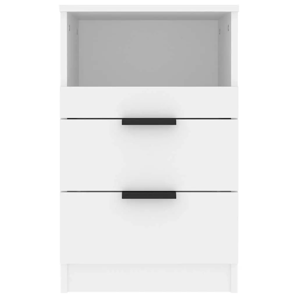 Nightstand White Engineered Wood Storage 2 Drawers 1 Compartment