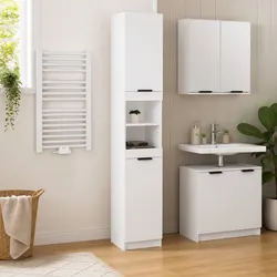 Compact Bathroom Storage Cabinet - White, 32x34x188.5cm