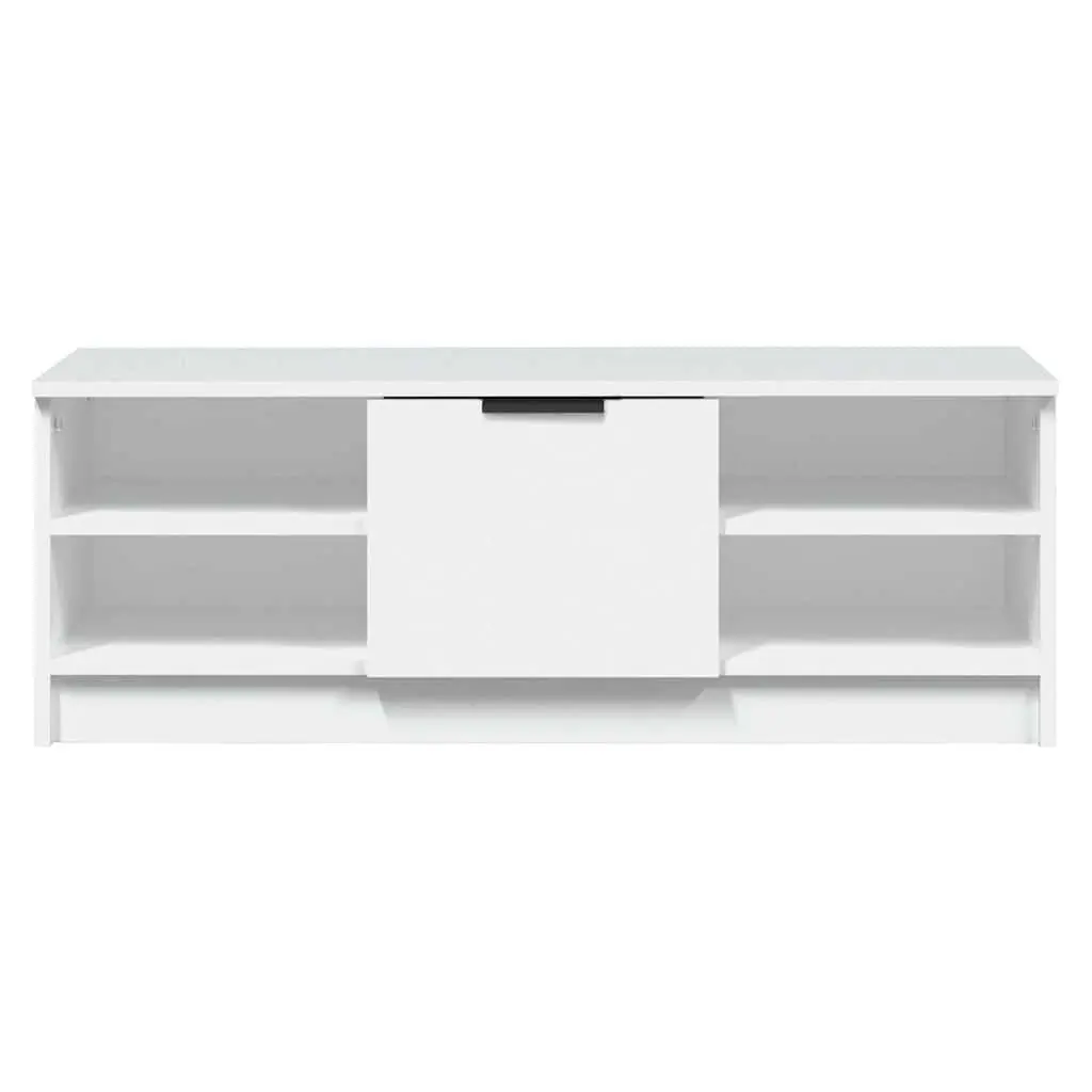 TV Cabinet White Storage Unit Engineered Wood Media Console Shelves Organiser