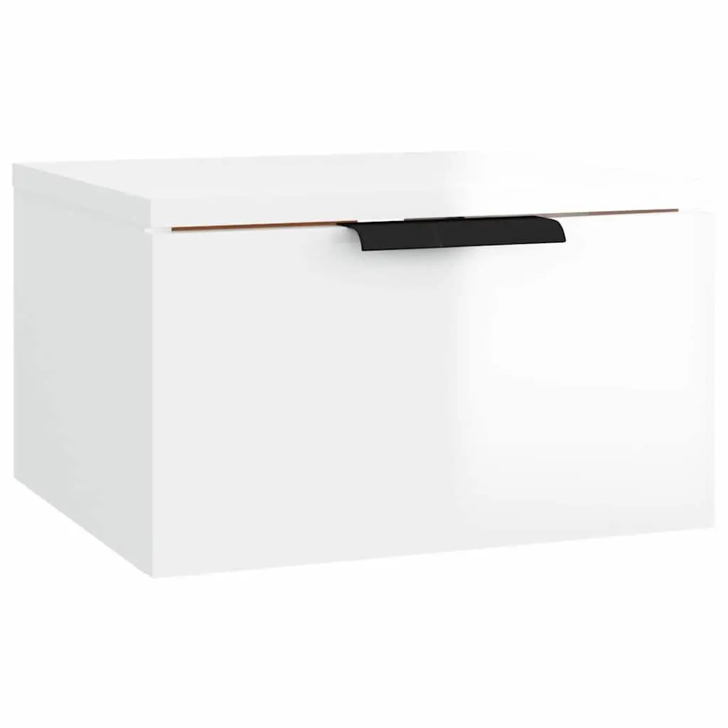 Wall-mounted Bedside Cabinets White 34 x 30 x 20 cm Floating Storage Shelf Organiser Set of 2