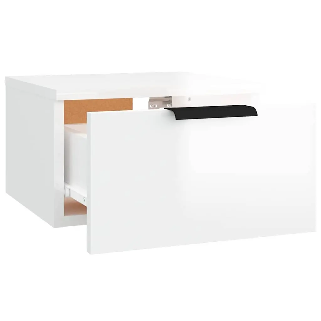 Wall-mounted Bedside Cabinets White 34 x 30 x 20 cm Floating Storage Shelf Organiser Set of 2