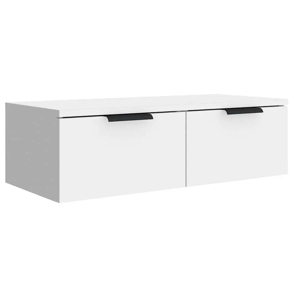 White Floating Shelf Wall Cabinet 68x30x20 cm Engineered Wood Storage Unit