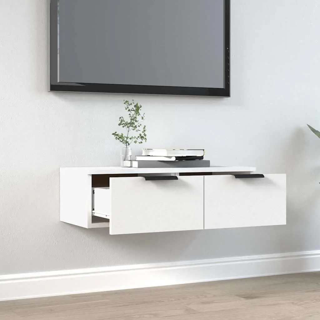 White Floating Shelf Wall Cabinet 68x30x20 cm Engineered Wood Storage Unit
