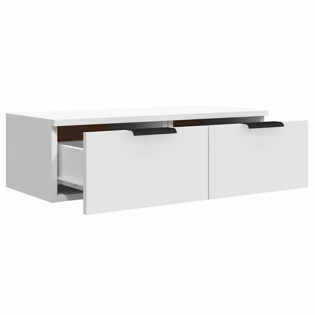 White Floating Shelf Wall Cabinet 68x30x20 cm Engineered Wood Storage Unit