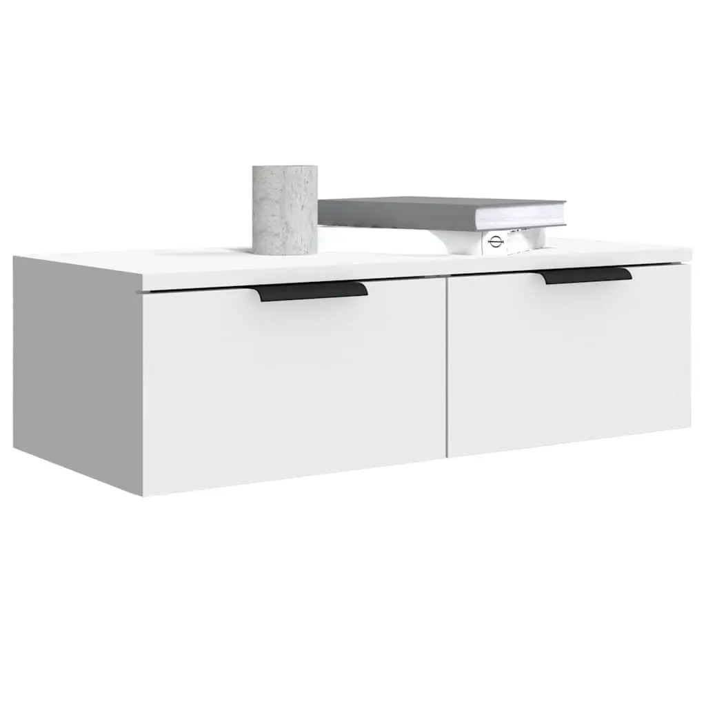 White Floating Shelf Wall Cabinet 68x30x20 cm Engineered Wood Storage Unit