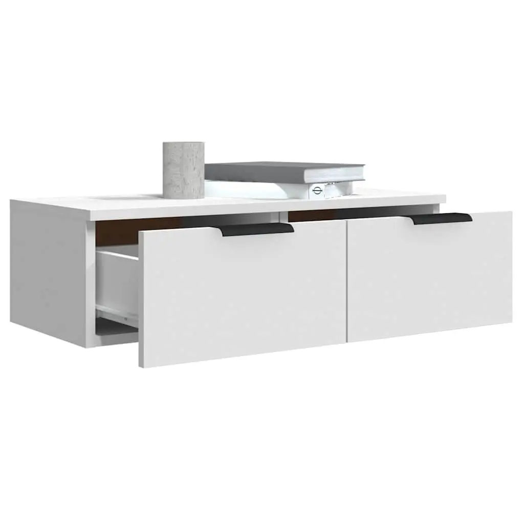 White Floating Shelf Wall Cabinet 68x30x20 cm Engineered Wood Storage Unit