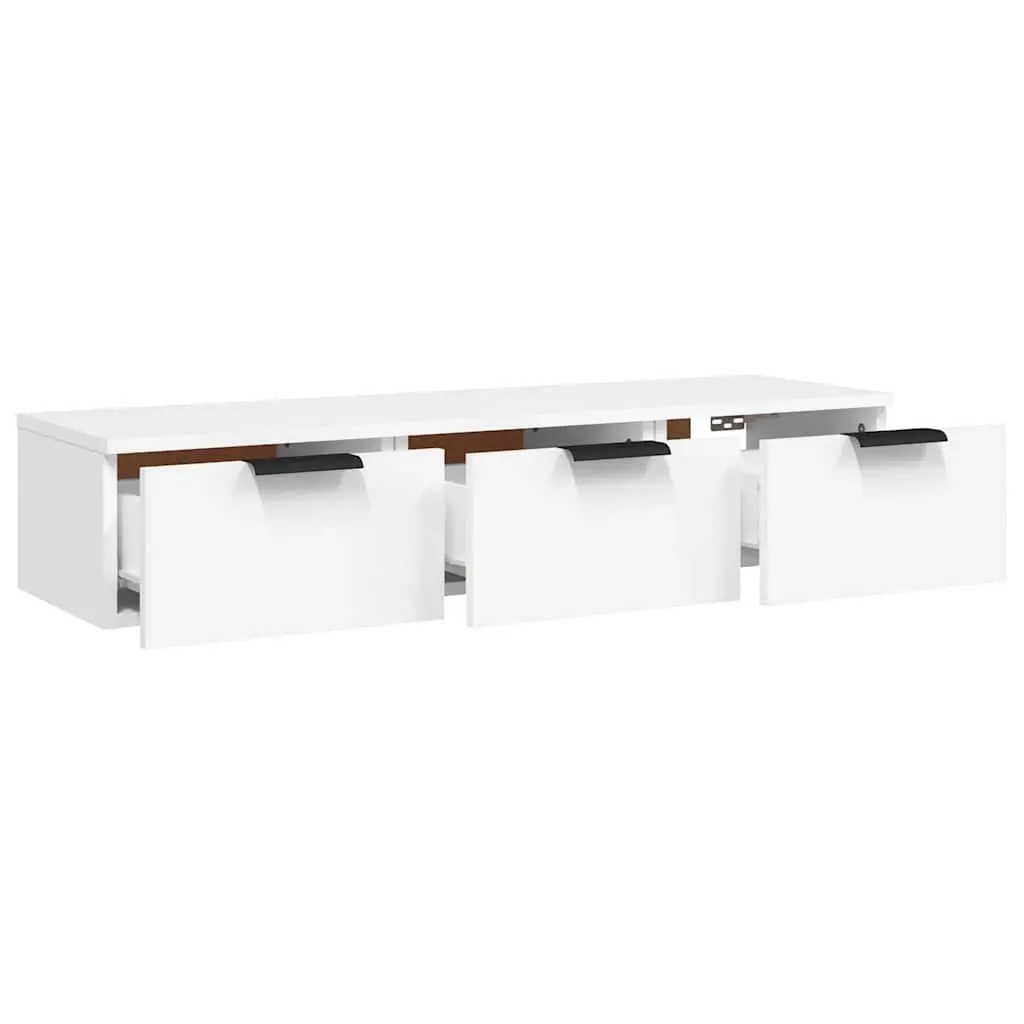 Wall Cabinet White Floating Storage Engineered Wood Shelf Hanging Cupboard 102cm