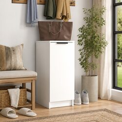 Compact White Shoe Cabinet 30x35x70 cm with Great Storage