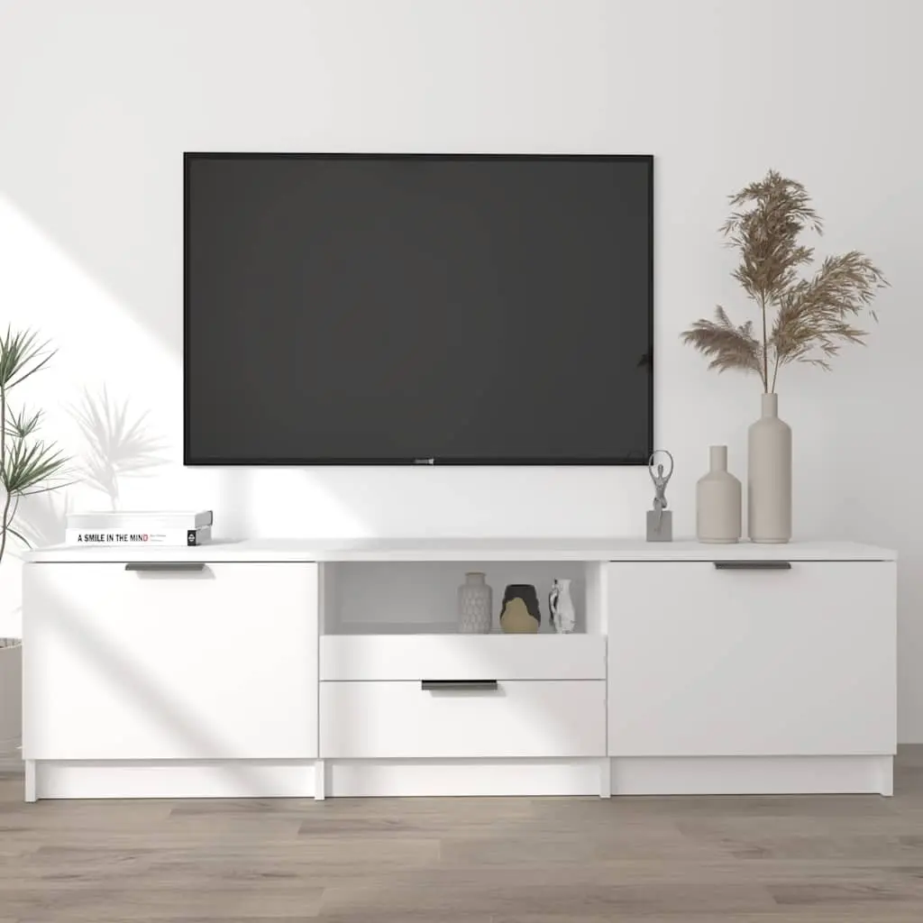 TV Cabinet in White with 3 Storage Areas