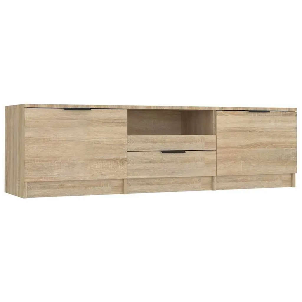 TV Cabinet Sonoma Oak Brown 140cm Engineered Wood Storage Unit