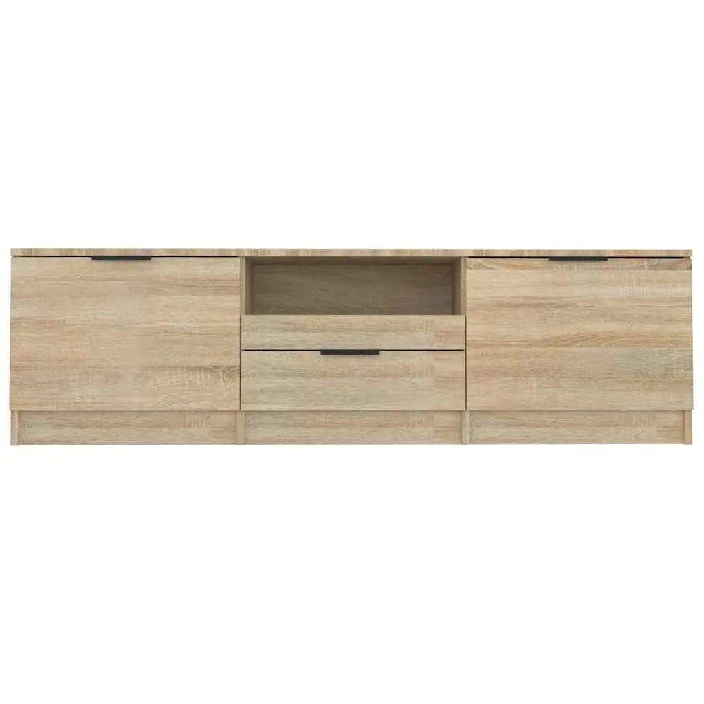 TV Cabinet Sonoma Oak Brown 140cm Engineered Wood Storage Unit