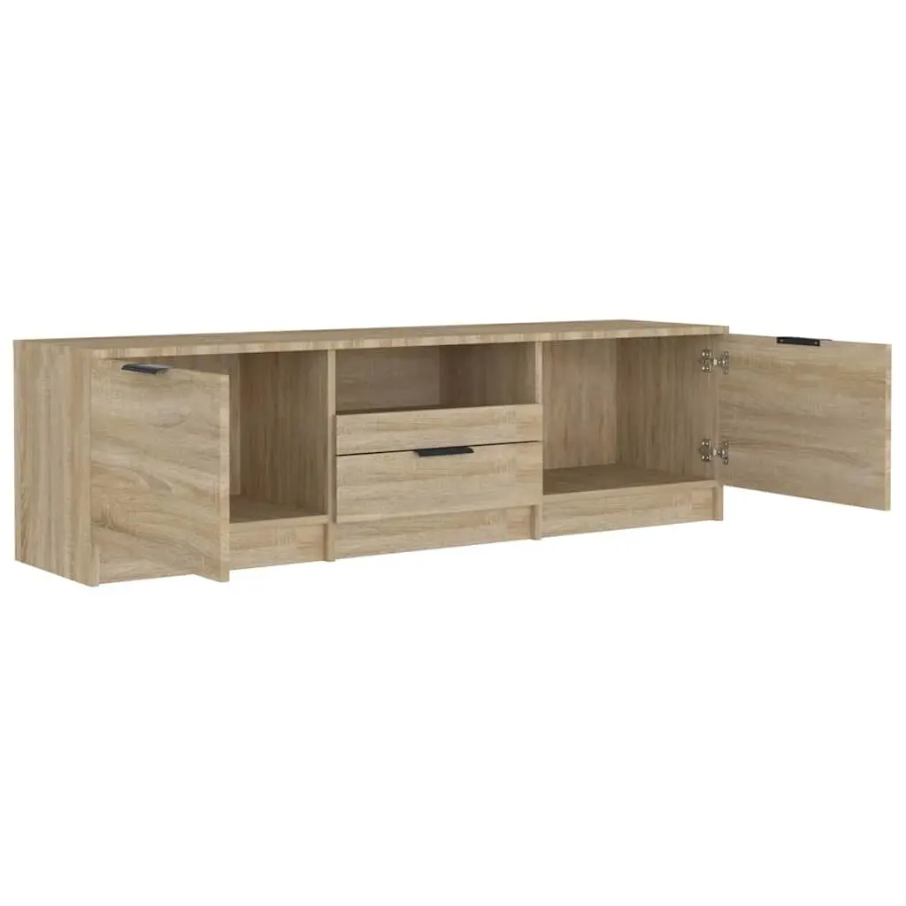 TV Cabinet Sonoma Oak Brown 140cm Engineered Wood Storage Unit
