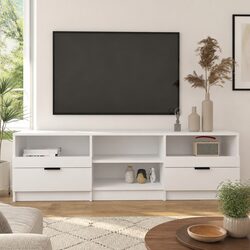 Compact and Efficient White TV Cabinet for Media Storage