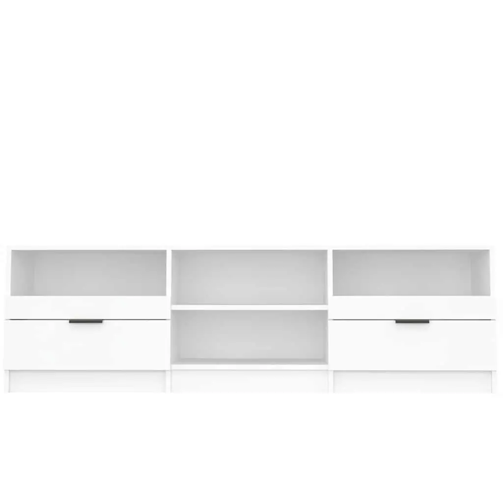 White TV Cabinet Engineered Wood Storage Unit with Drawers and Shelves 150x33.5x45cm