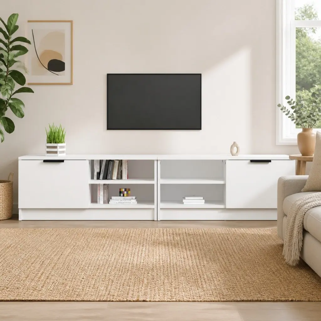 White TV Storage Cabinet with Smooth Finish