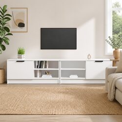 Compact White TV Storage Cabinet with Smooth Finish