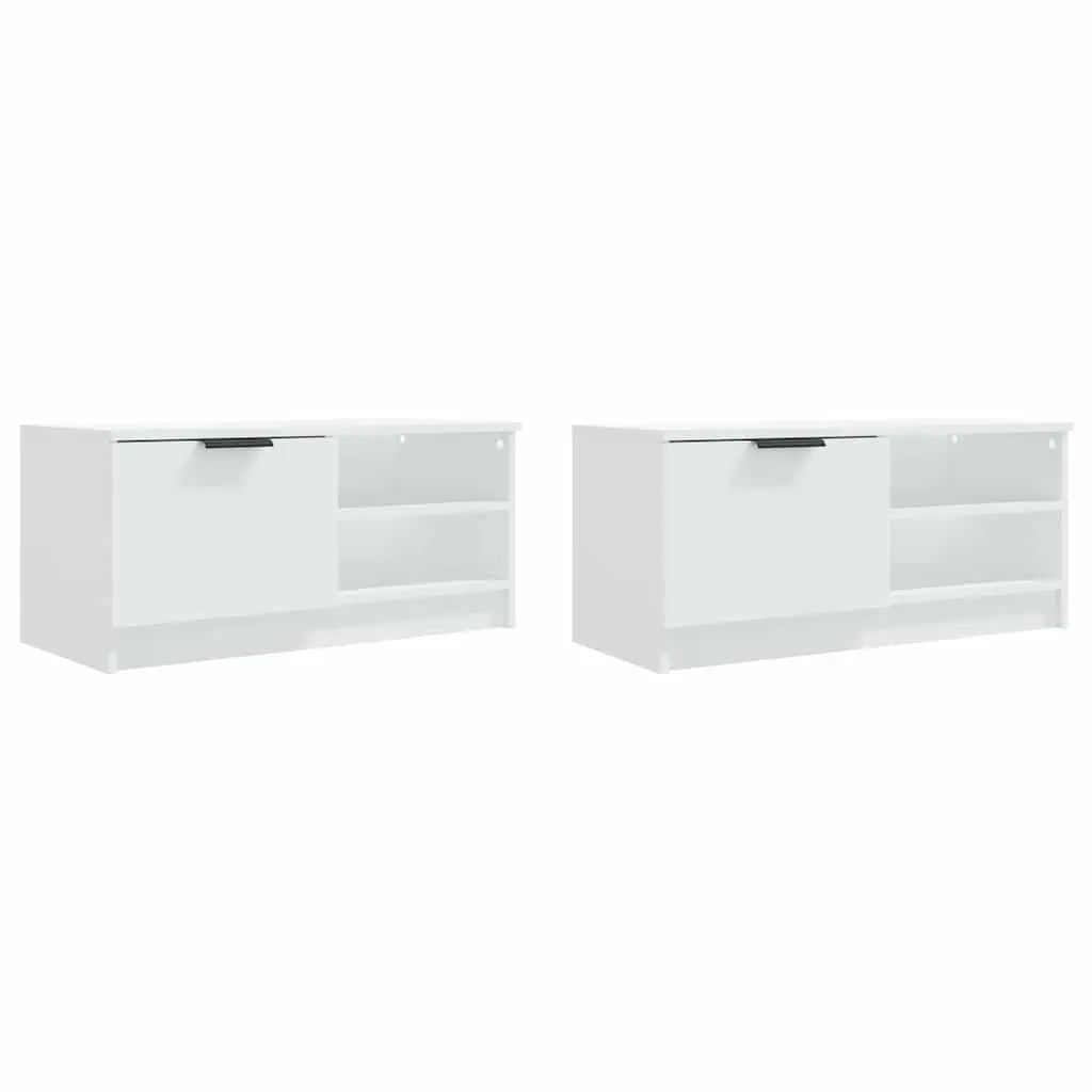 White TV Storage Cabinet with Smooth Finish