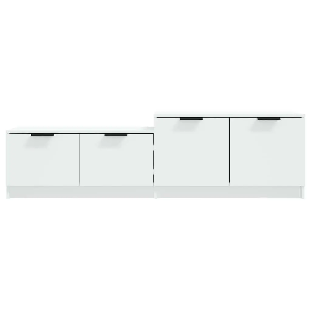 White Engineered Wood TV Storage Unit with Four Doors and Two Compartments for Entertainment Systems