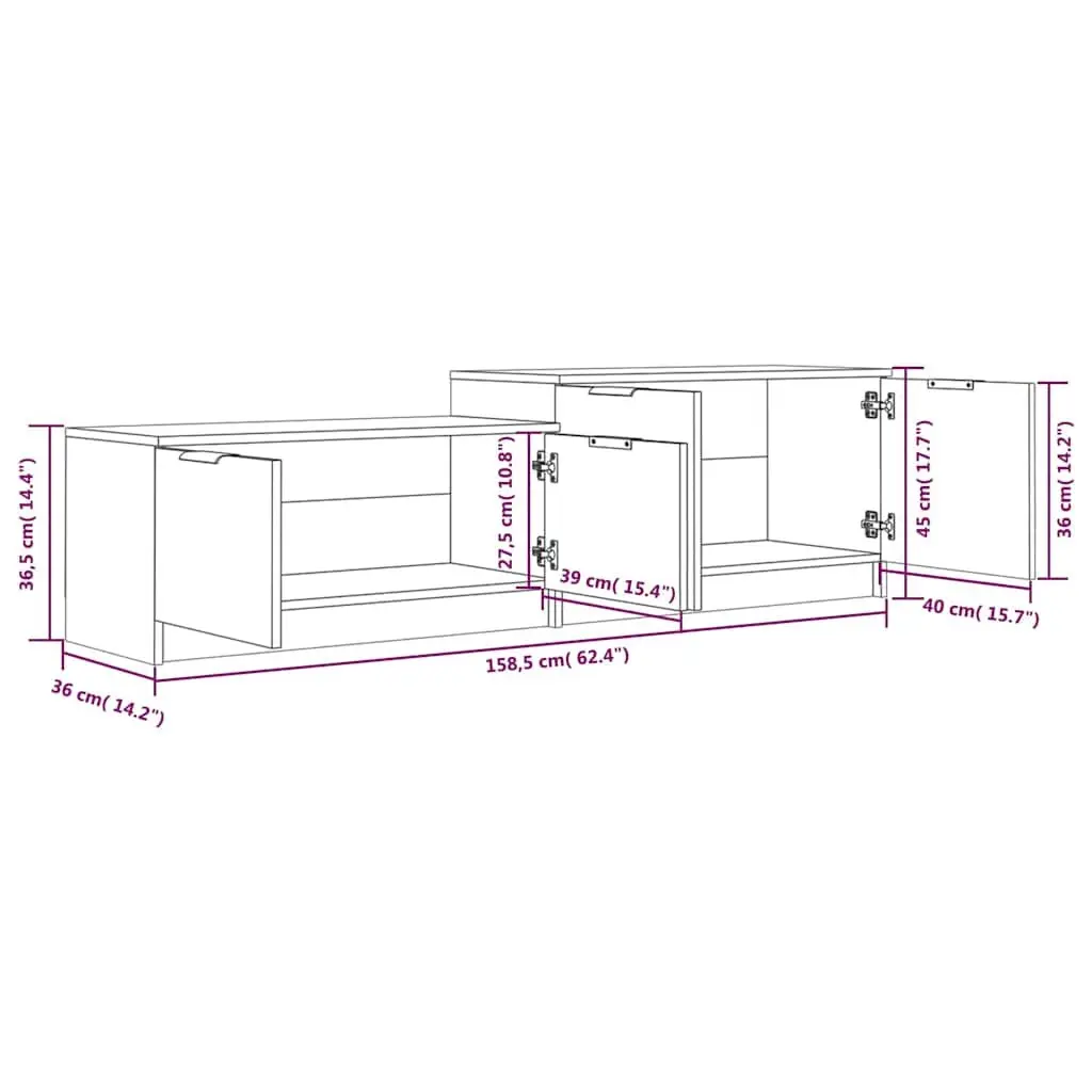 White Engineered Wood TV Storage Unit with Four Doors and Two Compartments for Entertainment Systems