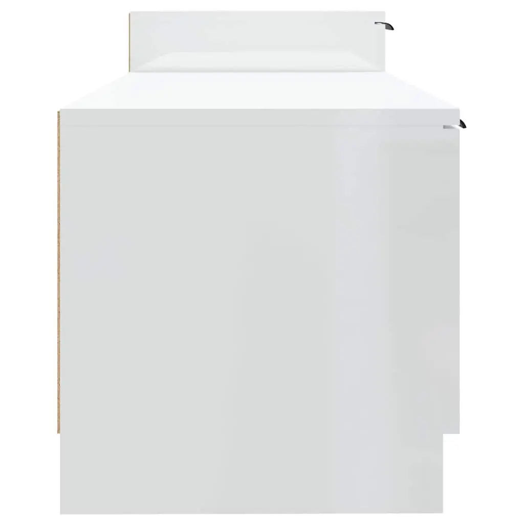 TV Cabinet White High Gloss Modern Storage Unit with Doors and Compartments