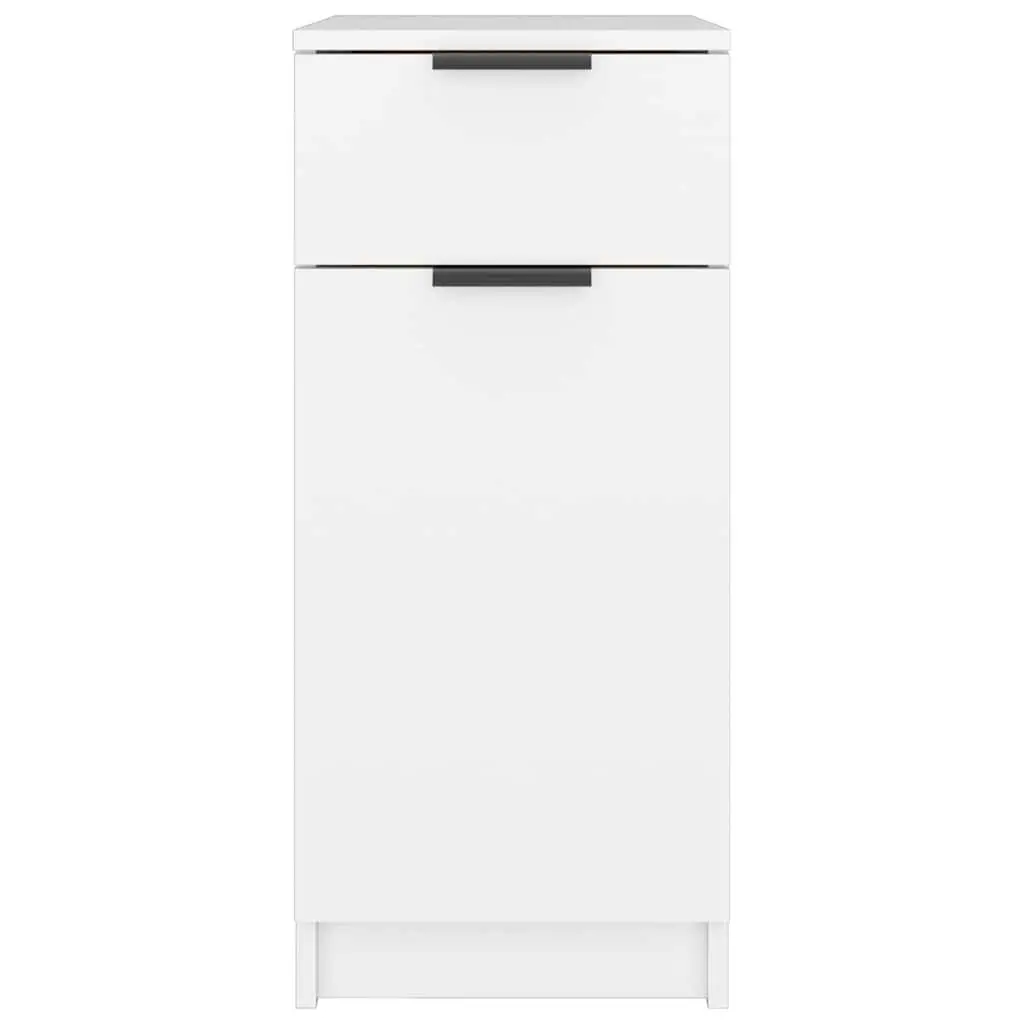 Desk Cabinet White Engineered Wood Storage Unit with Drawer Compartments