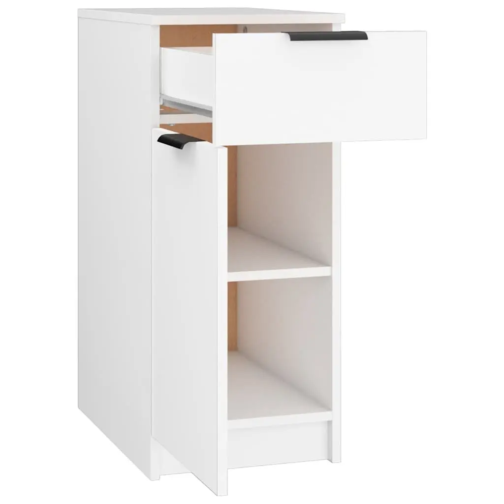 Desk Cabinet White Engineered Wood Storage Unit with Drawer Compartments