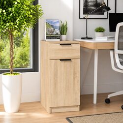 Compact Brown Desk Organizer with Drawer