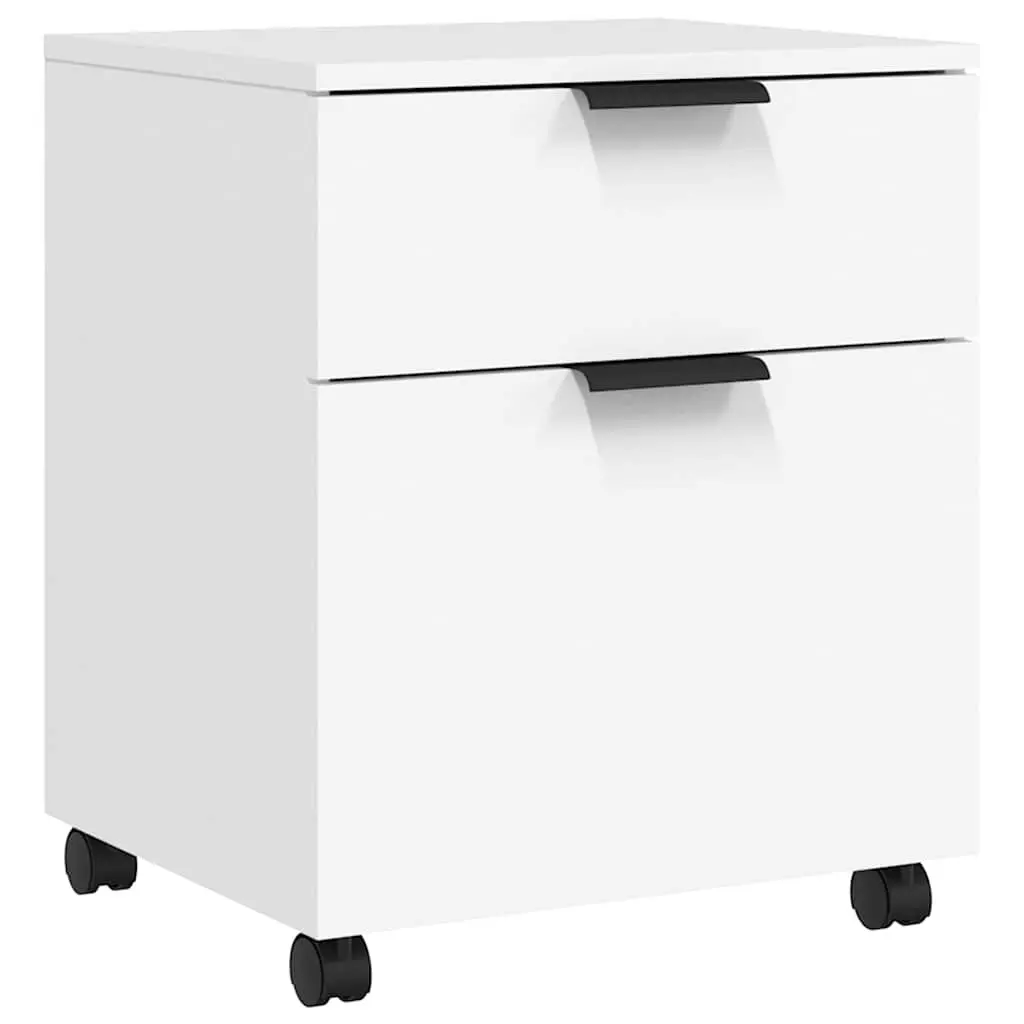 Mobile File Cabinet White 45x38x54cm with Wheels