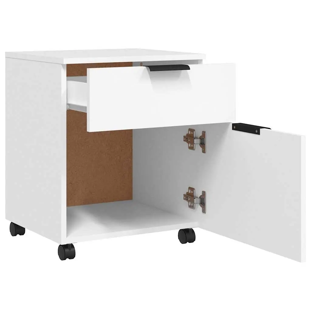 Mobile File Cabinet White 45x38x54cm with Wheels