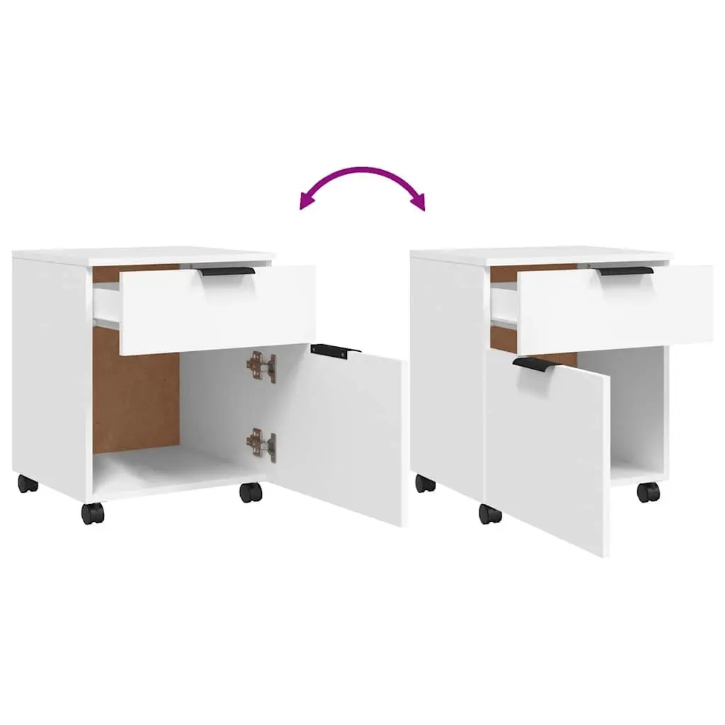Mobile File Cabinet White 45x38x54cm with Wheels