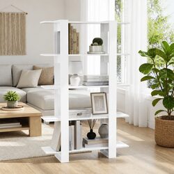 High Gloss White Book Cabinet Room Divider Bookshelf Storage 100x30x160cm