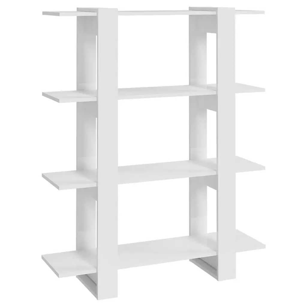 Book Cabinet White High Gloss Room Divider Storage Shelving Unit